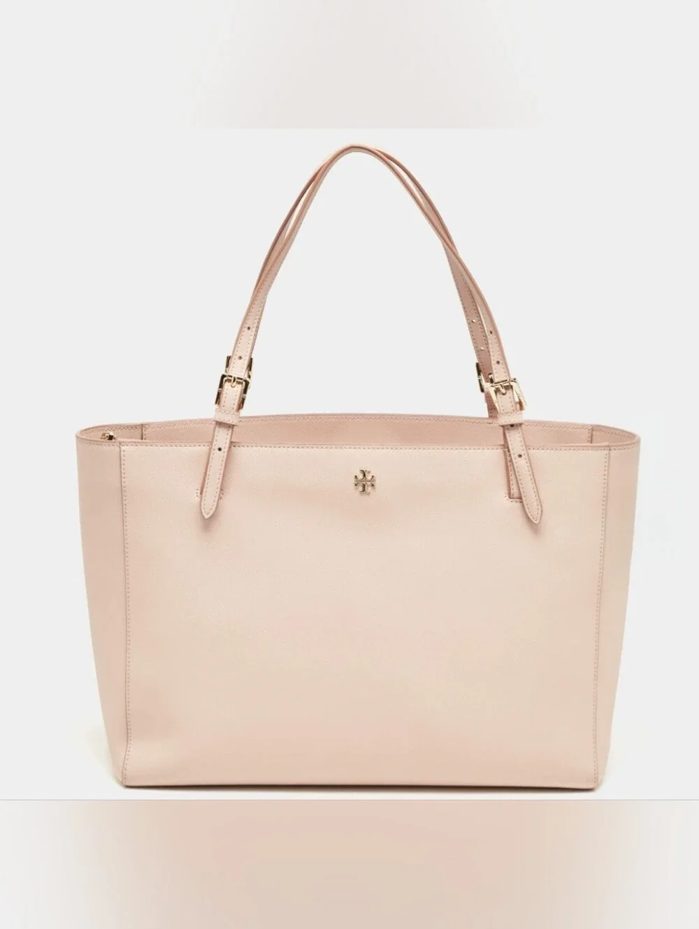 TORY BURCH York Small Tote Bag Pastel Baby Pink Saffiano Leather Diaper Work